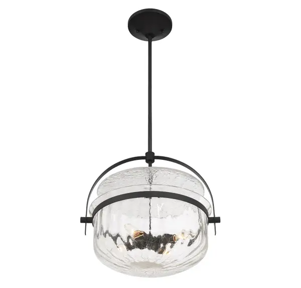 Denmar 4-Light Convertible Semi-Flush or Pendant in Matte Black - Image 4