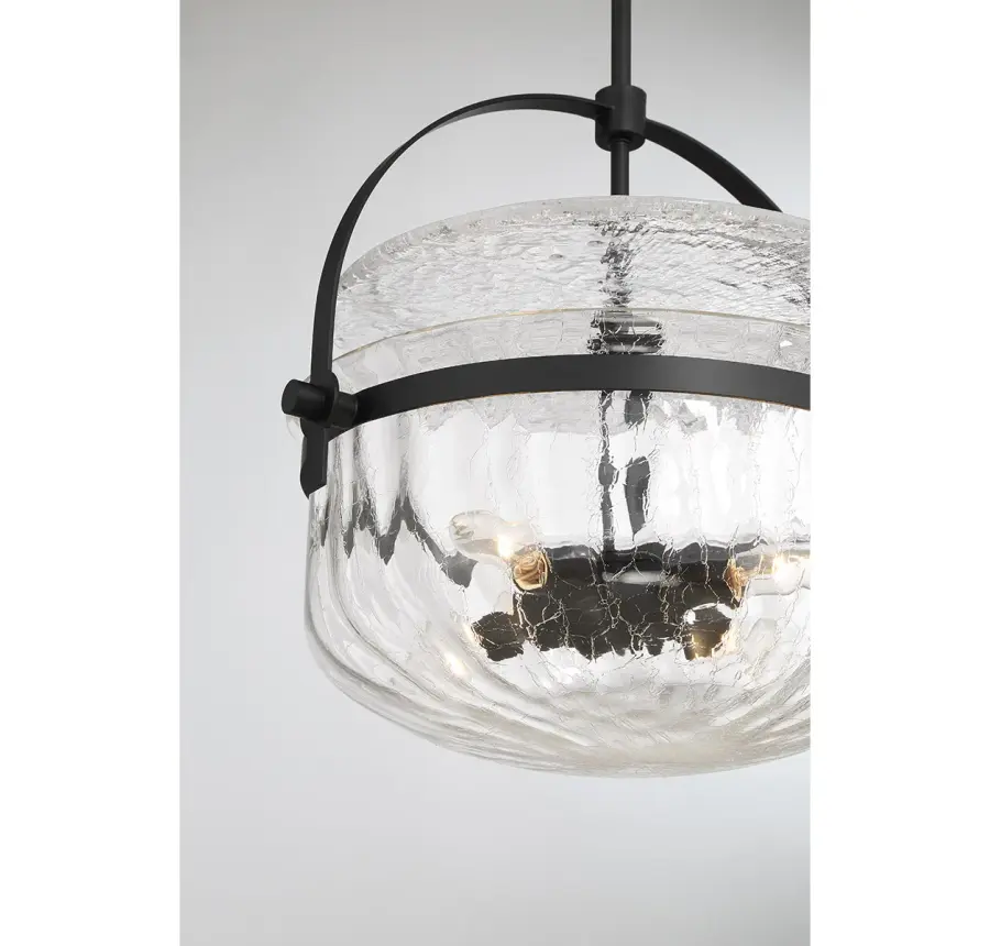 Denmar 4-Light Convertible Semi-Flush or Pendant in Matte Black - Image 6