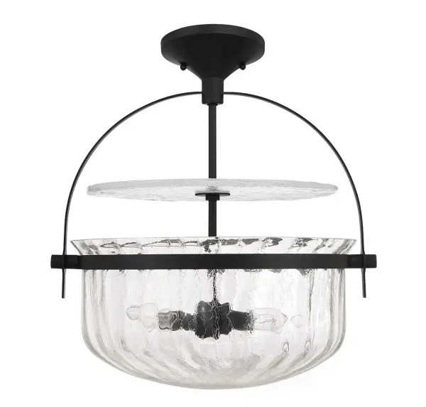 Denmar 4-Light Convertible Semi-Flush or Pendant in Matte Black - Image 9