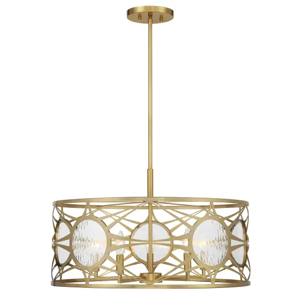 Balfour Five Light Convertible Semi-Flush/Pendant in Warm Brass - Image 1