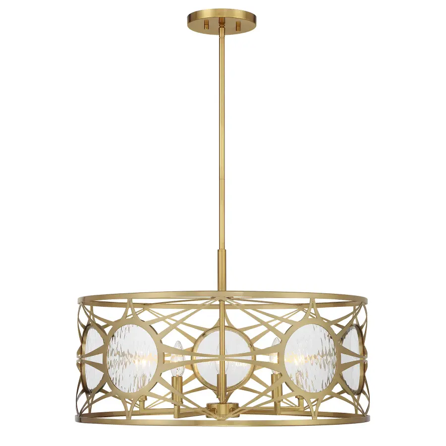 Balfour Five Light Convertible Semi-Flush/Pendant in Warm Brass - Image 1