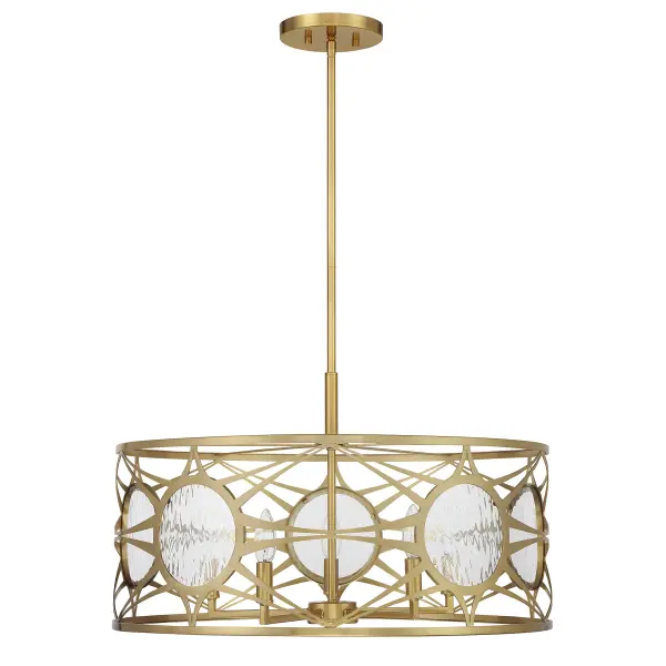 Balfour Five Light Convertible Semi-Flush/Pendant in Warm Brass - Image 2