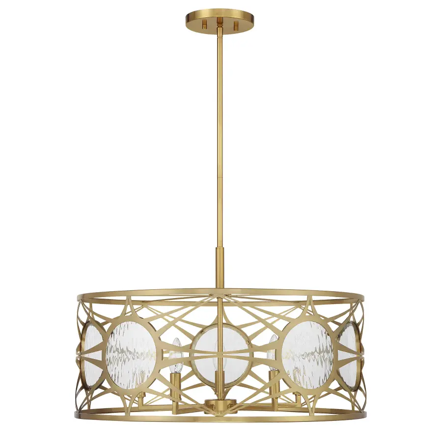 Balfour Five Light Convertible Semi-Flush/Pendant in Warm Brass - Image 2