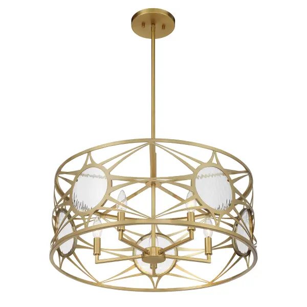 Balfour Five Light Convertible Semi-Flush/Pendant in Warm Brass - Image 4