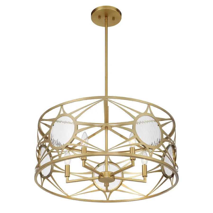 Balfour Five Light Convertible Semi-Flush/Pendant in Warm Brass - Image 4