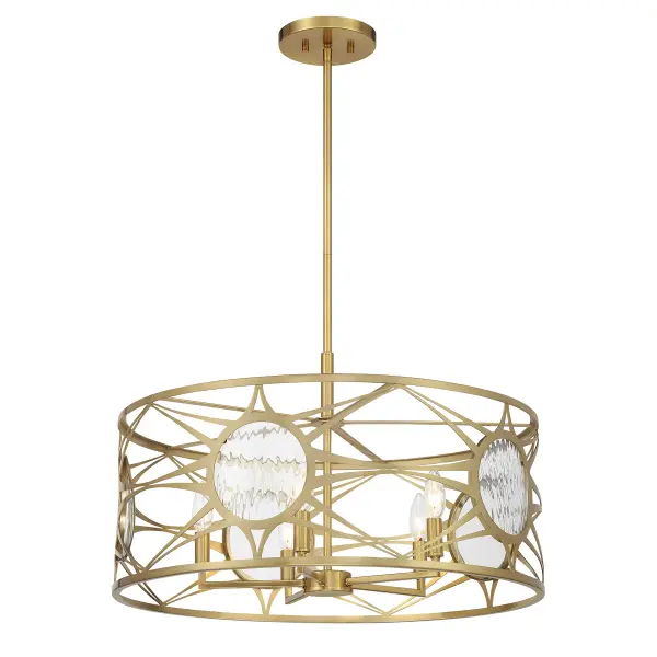 Balfour Five Light Convertible Semi-Flush/Pendant in Warm Brass - Image 5