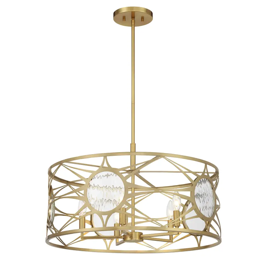 Balfour Five Light Convertible Semi-Flush/Pendant in Warm Brass - Image 5