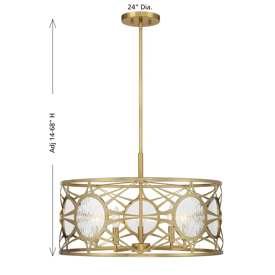 Balfour Five Light Convertible Semi-Flush/Pendant in Warm Brass - Image 8