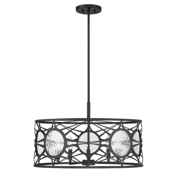 Balfour 5-Light Convertible Semi-Flush or Pendant in Matte Black - Image 1