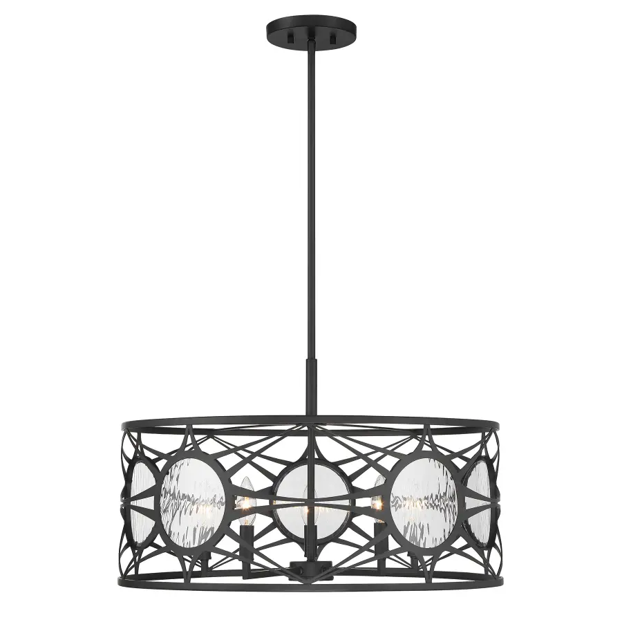 Balfour 5-Light Convertible Semi-Flush or Pendant in Matte Black - Image 1