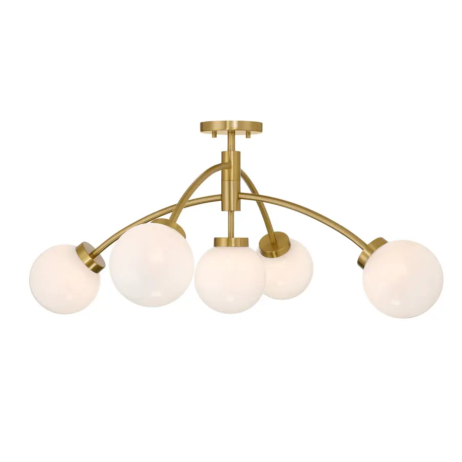 Redfield LED Semi-Flush Mount in Warm Brass - Image 1