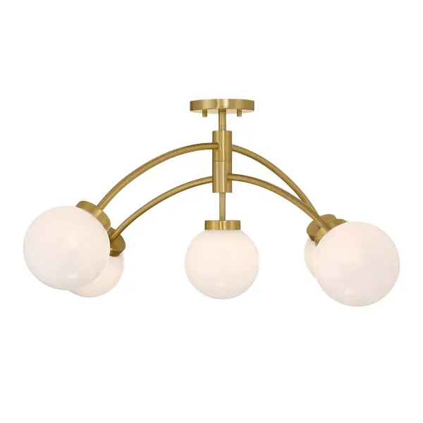 Redfield LED Semi-Flush Mount in Warm Brass - Image 3