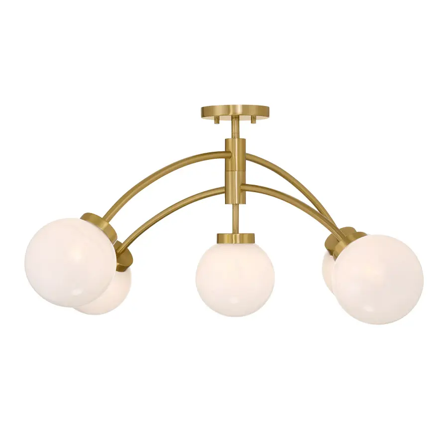 Redfield LED Semi-Flush Mount in Warm Brass - Image 3