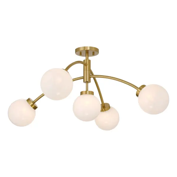 Redfield LED Semi-Flush Mount in Warm Brass - Image 4