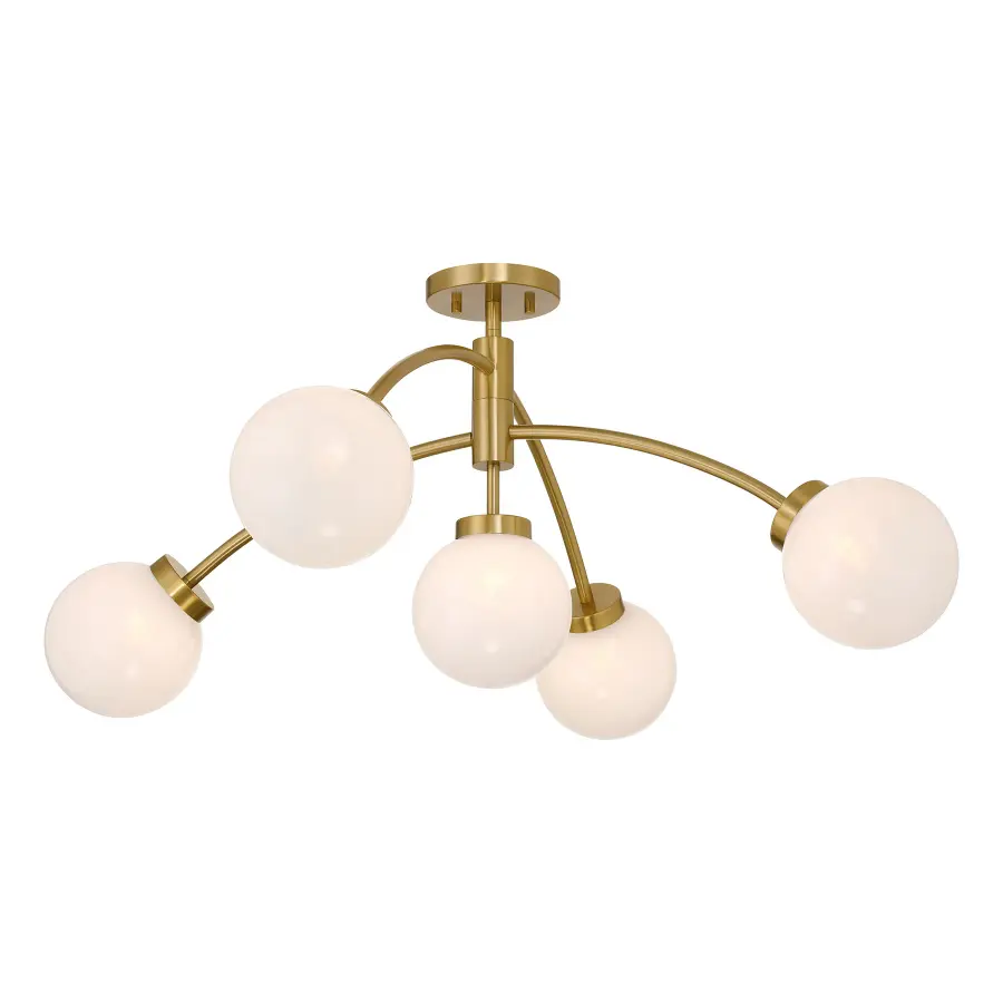 Redfield LED Semi-Flush Mount in Warm Brass - Image 4