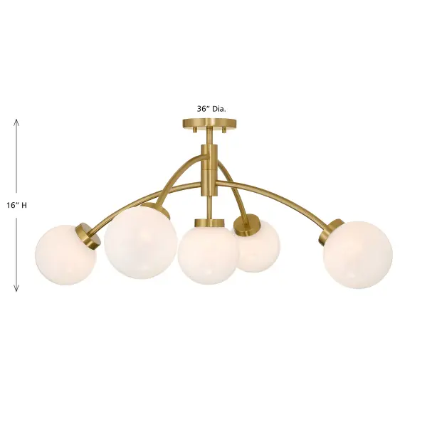 Redfield LED Semi-Flush Mount in Warm Brass - Image 7