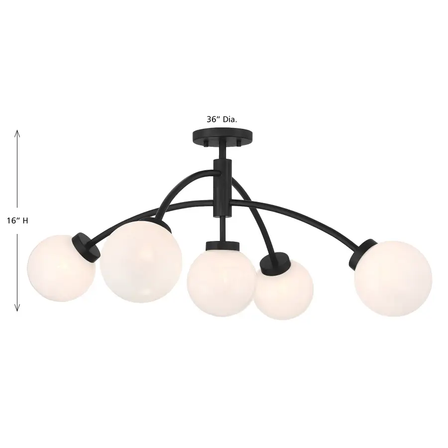 Redfield 5-Light Semi-Flush in Matte Black - Image 7