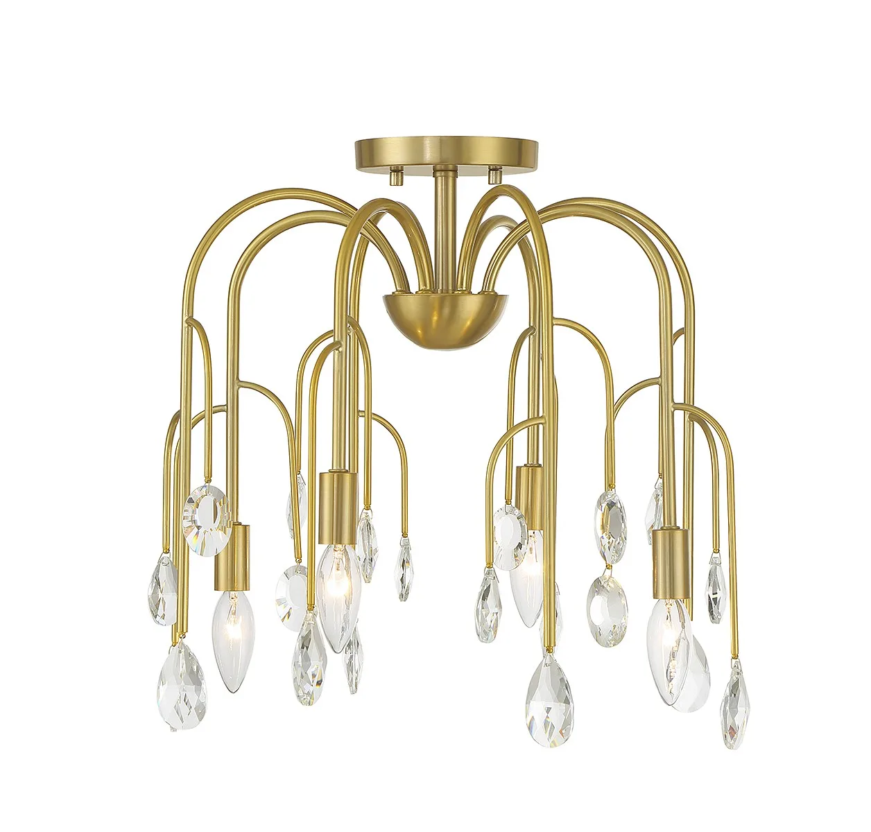 Anholt Four Light Convertible Semi-Flush or Pendant in Noble Brass