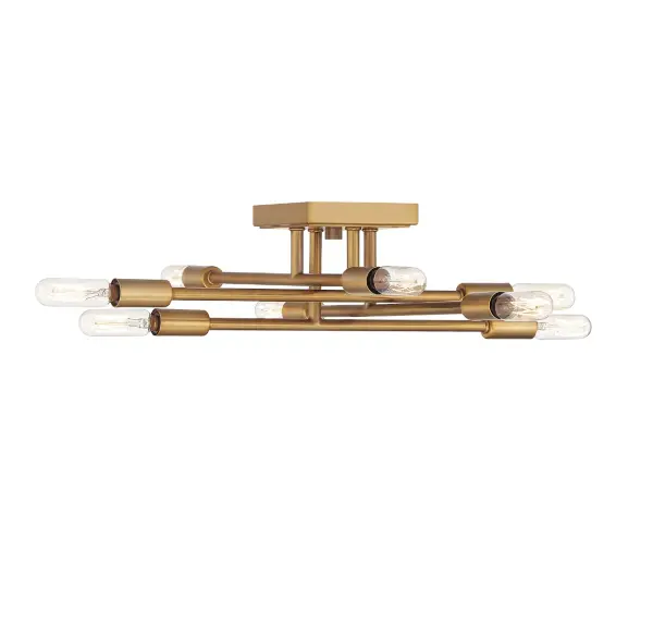 Lyrique 8-Light Semi-Flush Mount in Warm Brass - Image 1