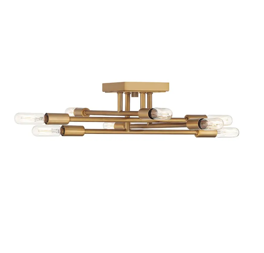 Lyrique 8-Light Semi-Flush Mount in Warm Brass - Image 1