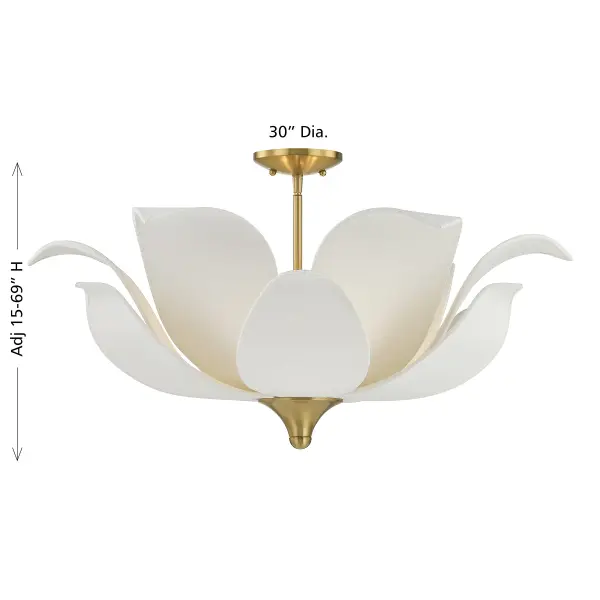 Elsie 6-Light Convertible Semi-Flush or Pendant in Warm Brass by Breegan Jane - Image 6