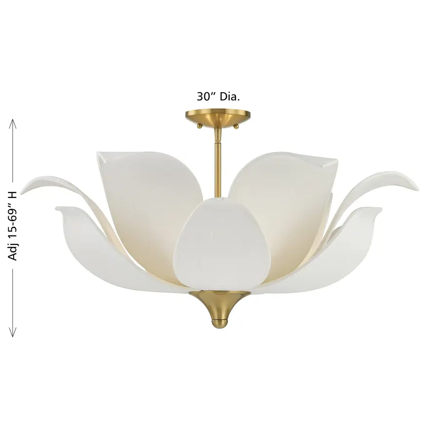 Elsie 6-Light Convertible Semi-Flush or Pendant in Warm Brass by Breegan Jane - Image 6