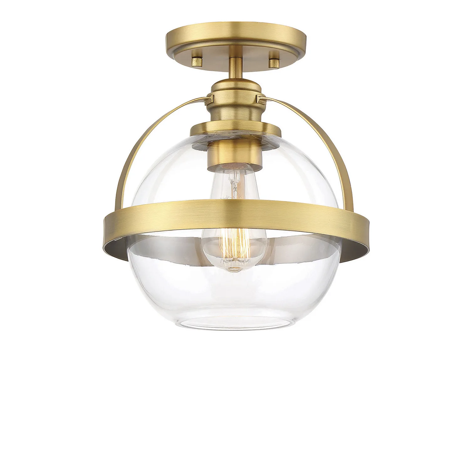 Pendleton One Light Semi-Flush Mount in Warm Brass