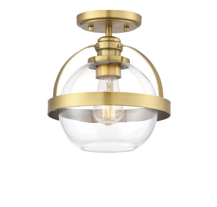 Pendleton One Light Semi-Flush Mount in Warm Brass - Image 1