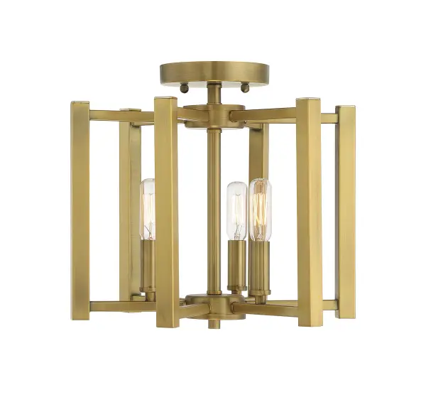 Benson Three Light Semi-Flush Mount in Warm Brass - Image 1