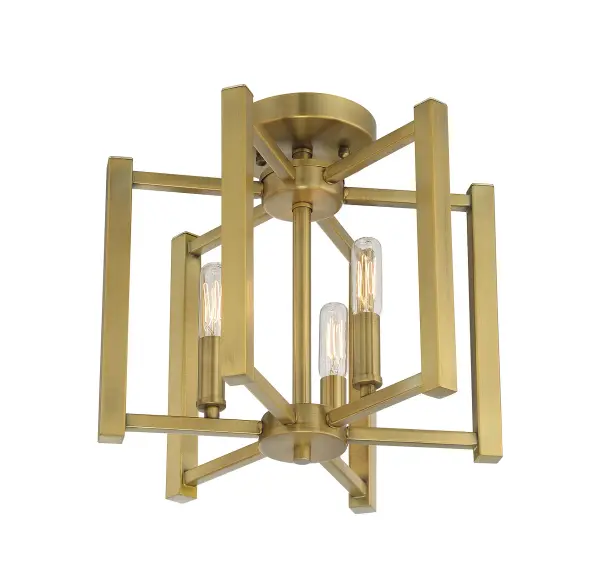 Benson Three Light Semi-Flush Mount in Warm Brass - Image 4