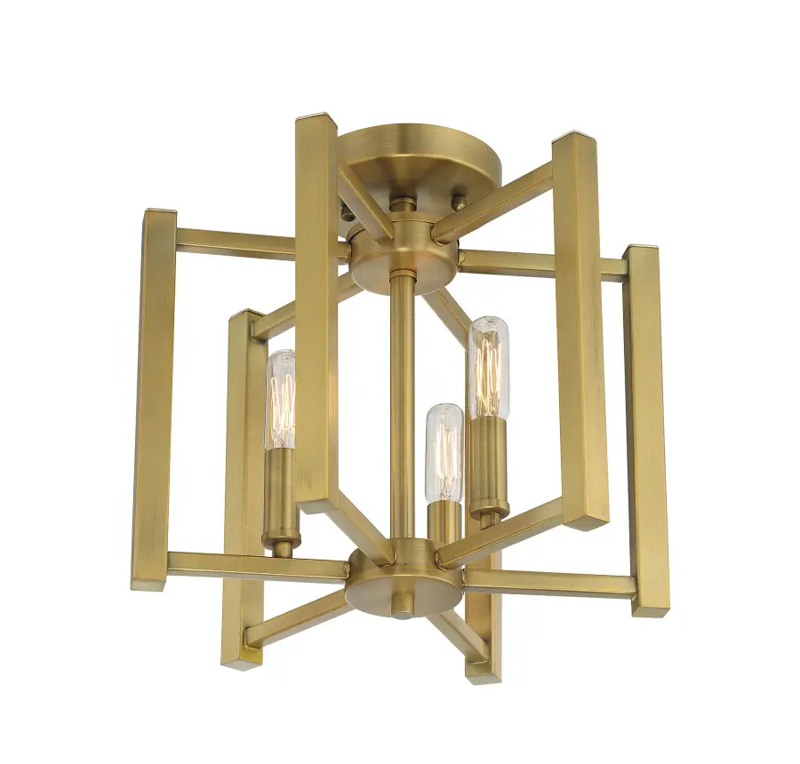 Benson Three Light Semi-Flush Mount in Warm Brass - Image 4