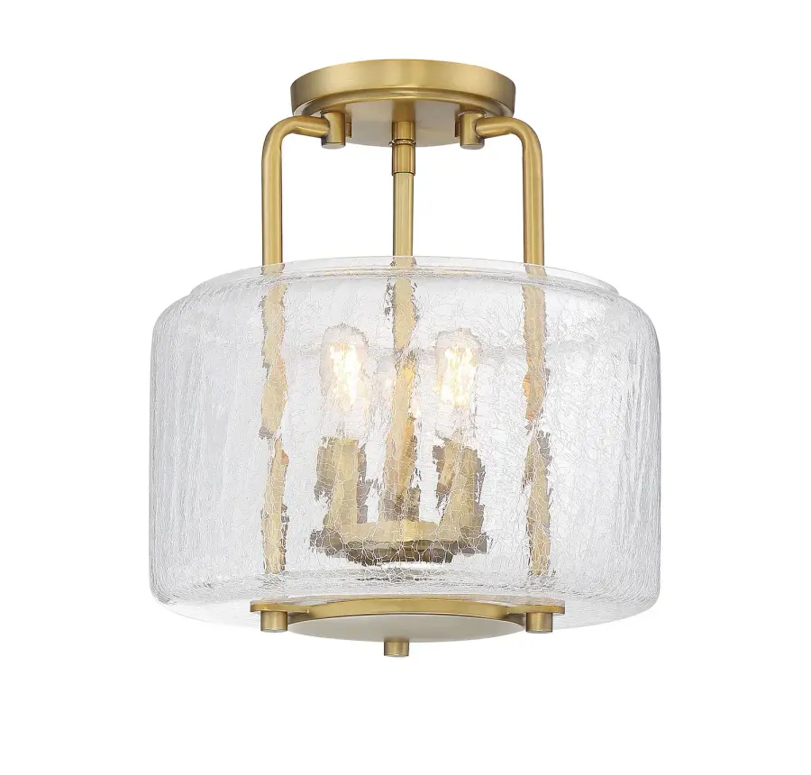 Avalon Three Light Semi-Flush Mount in Warm Brass - Image 1
