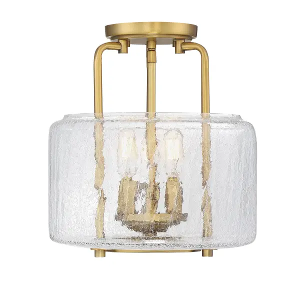 Avalon Three Light Semi-Flush Mount in Warm Brass - Image 4