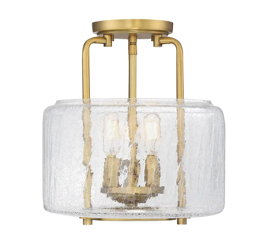 Avalon Three Light Semi-Flush Mount in Warm Brass - Image 4