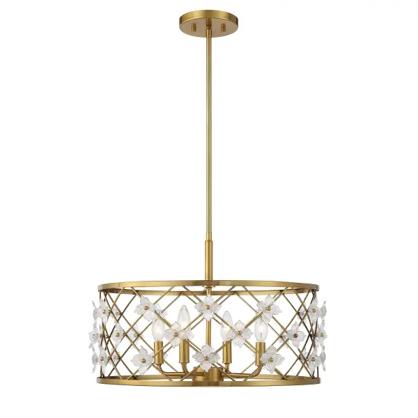 Bailey 4-Light Convertible Semi-Flush or Pendant in Warm Brass - Image 1