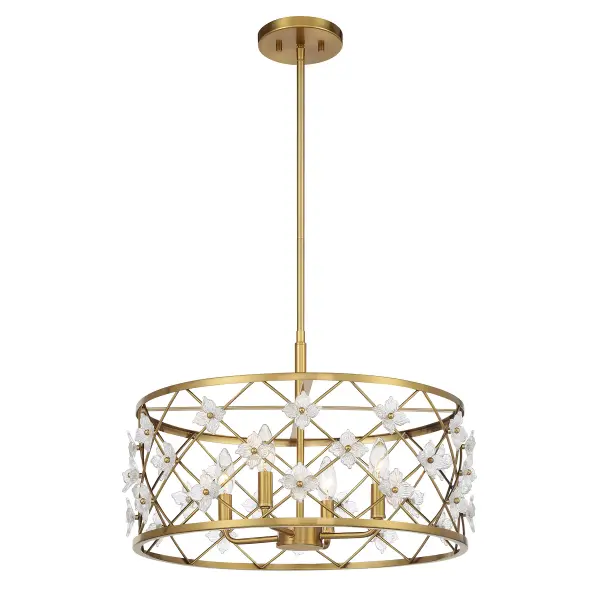 Bailey 4-Light Convertible Semi-Flush or Pendant in Warm Brass - Image 3