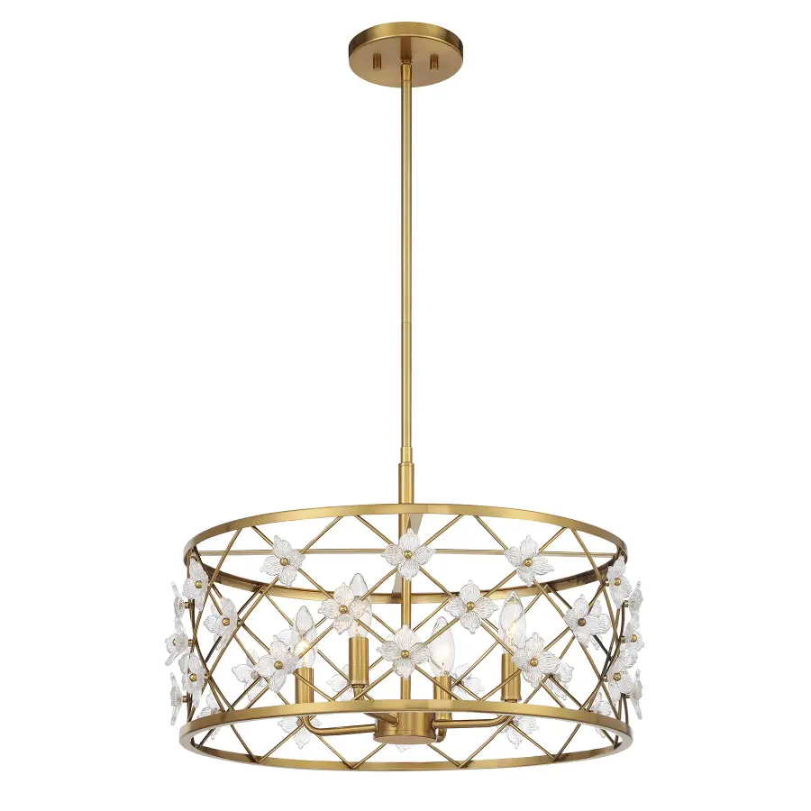 Bailey 4-Light Convertible Semi-Flush or Pendant in Warm Brass - Image 3