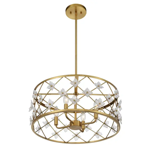 Bailey 4-Light Convertible Semi-Flush or Pendant in Warm Brass - Image 4