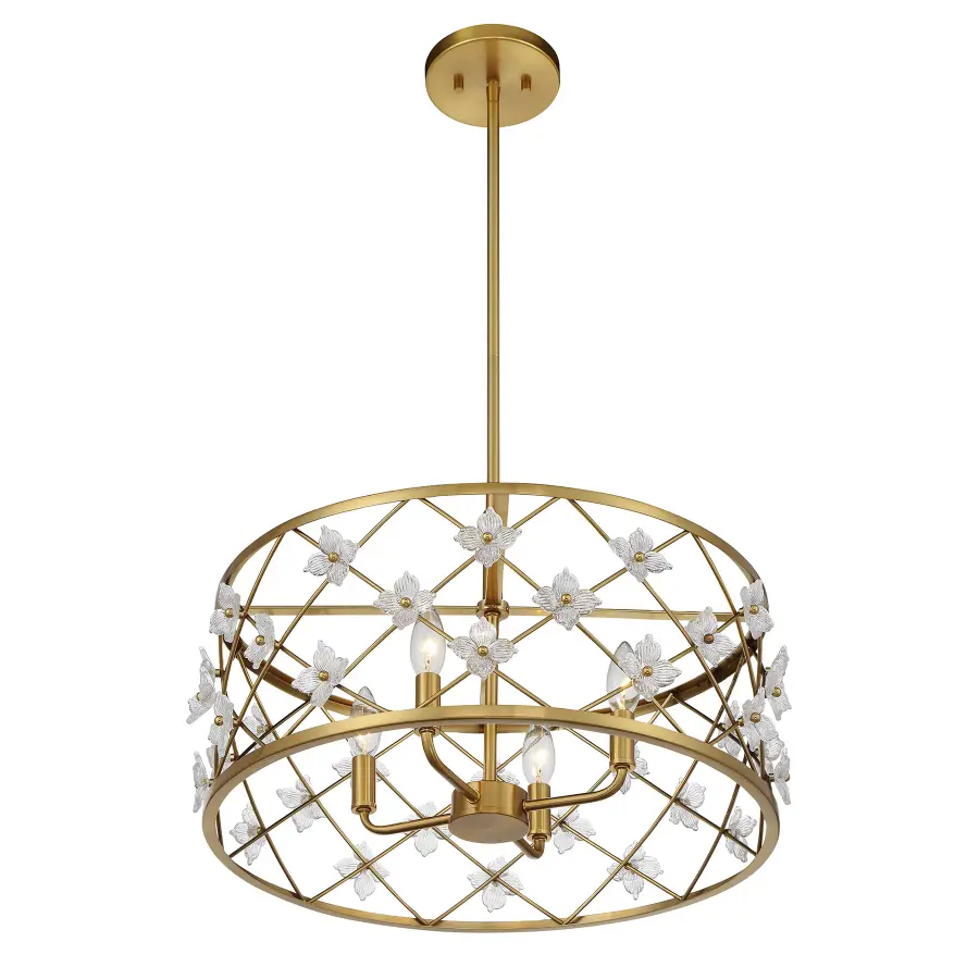 Bailey 4-Light Convertible Semi-Flush or Pendant in Warm Brass - Image 4