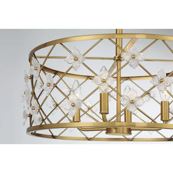 Bailey 4-Light Convertible Semi-Flush or Pendant in Warm Brass - Image 6