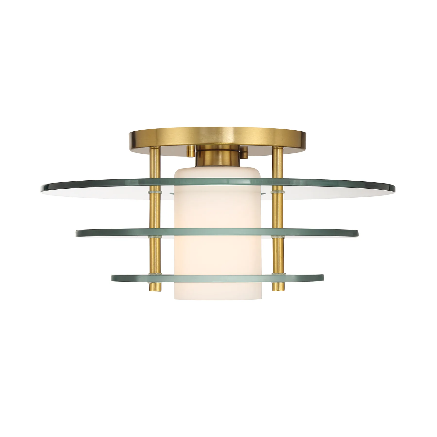 Newell One Light Semi-Flush Mount in Warm Brass