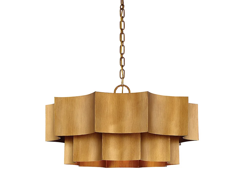 Shelby Six Light Pendant in Gold Patina