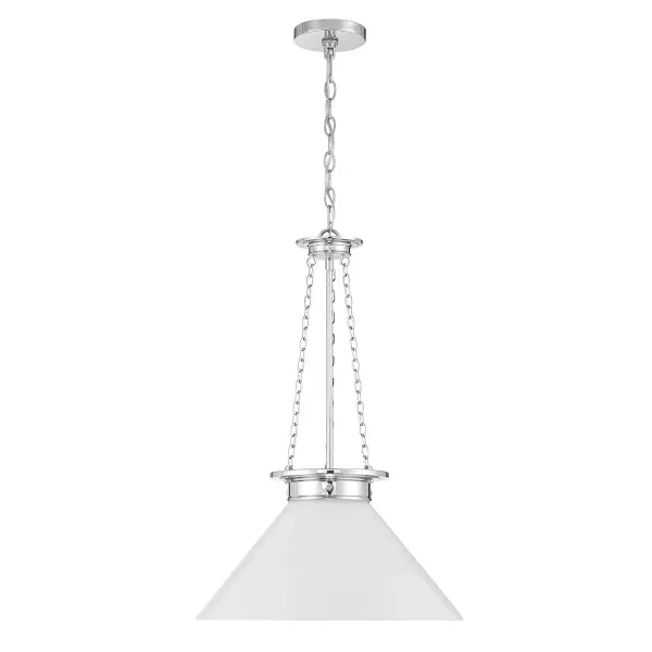 The Myers pendant combines timeless design with modern versatility. Its lustrous white cased glass shade and polished nickel finish create a sophisticated look that works across traditional and contemporary spaces. - alternate view