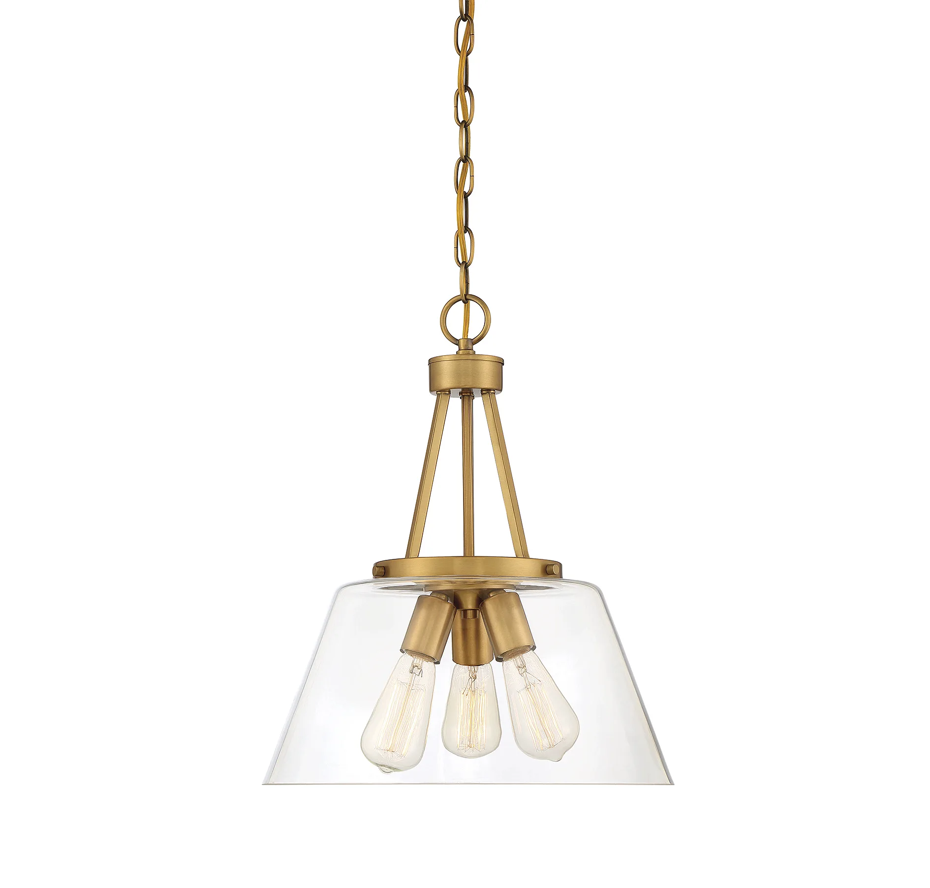 Calhoun Three Light Pendant in Warm Brass