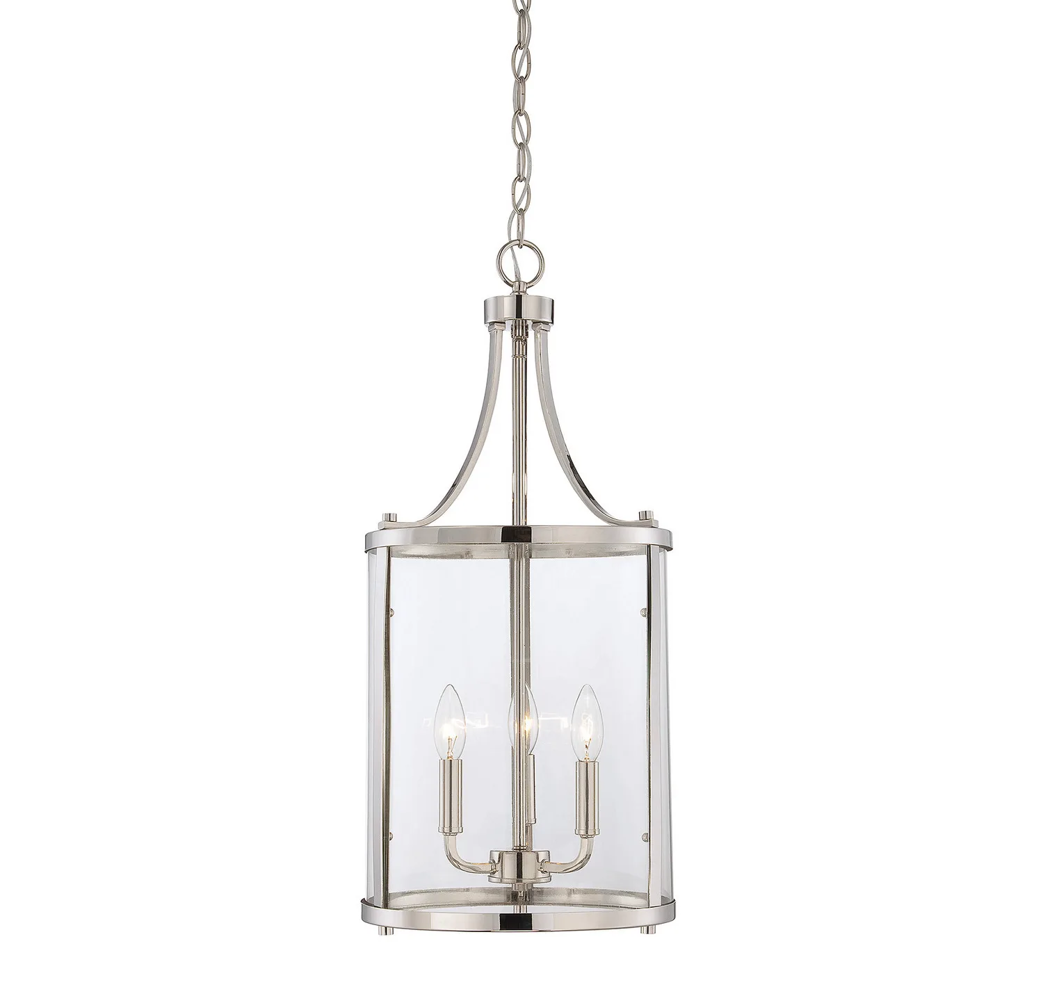 Penrose Three Light Foyer Pendant in Polished Nickel