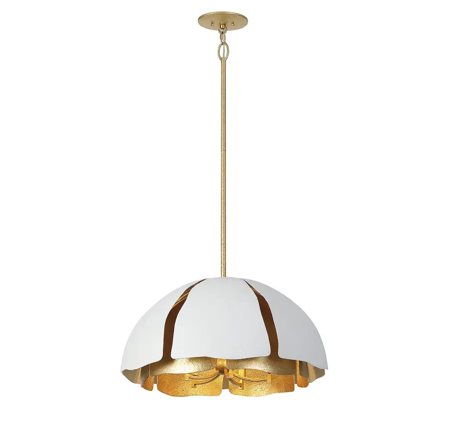 Brewster Five Light Pendant in Cavalier Gold with Royal White - Image 1