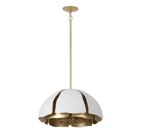Brewster 5-Light Pendant in Cavalier Gold with Royal White - Image 2