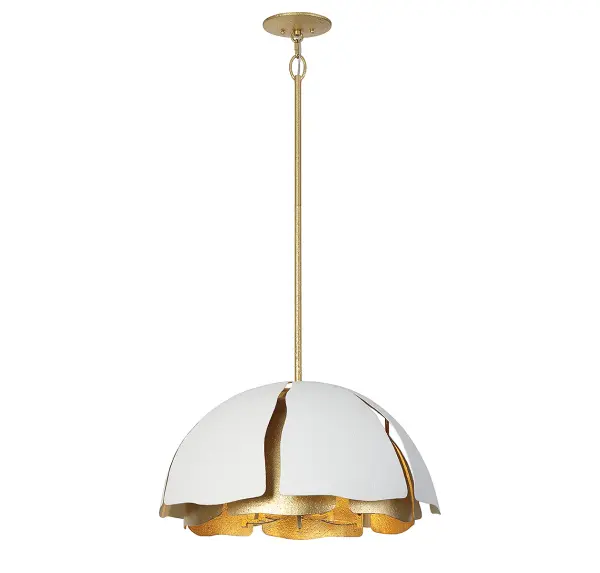 Brewster 5-Light Pendant in Cavalier Gold with Royal White - Image 4