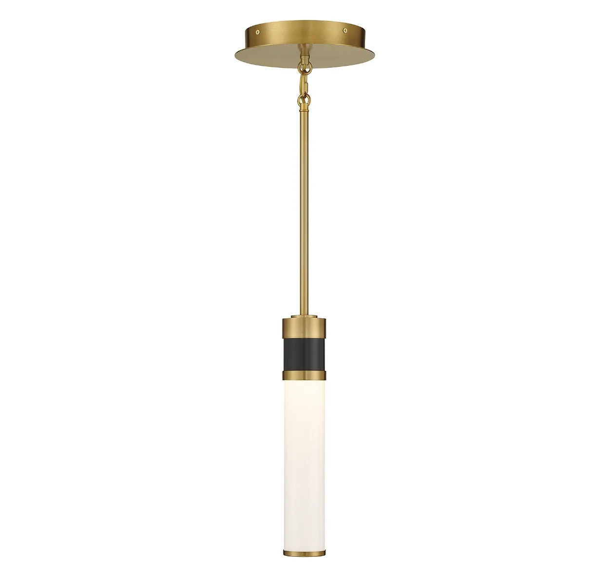 Abel LED Mini Pendant in Matte Black with Warm Brass