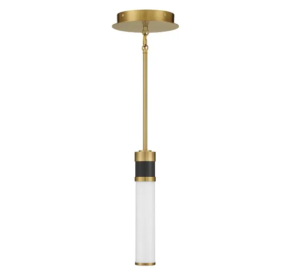 Abel LED Mini-Pendant in Matte Black with Warm Brass Accents - alternate view